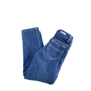 VINTAGE Britania Jeans Boys 4 Blue Denim Straight Leg Contrast Stitch Kids 80s
